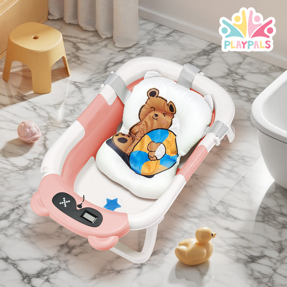 Playpals Collapsible Baby Bathtub with Thermometer Travel Newborn Tub - Sunyee
