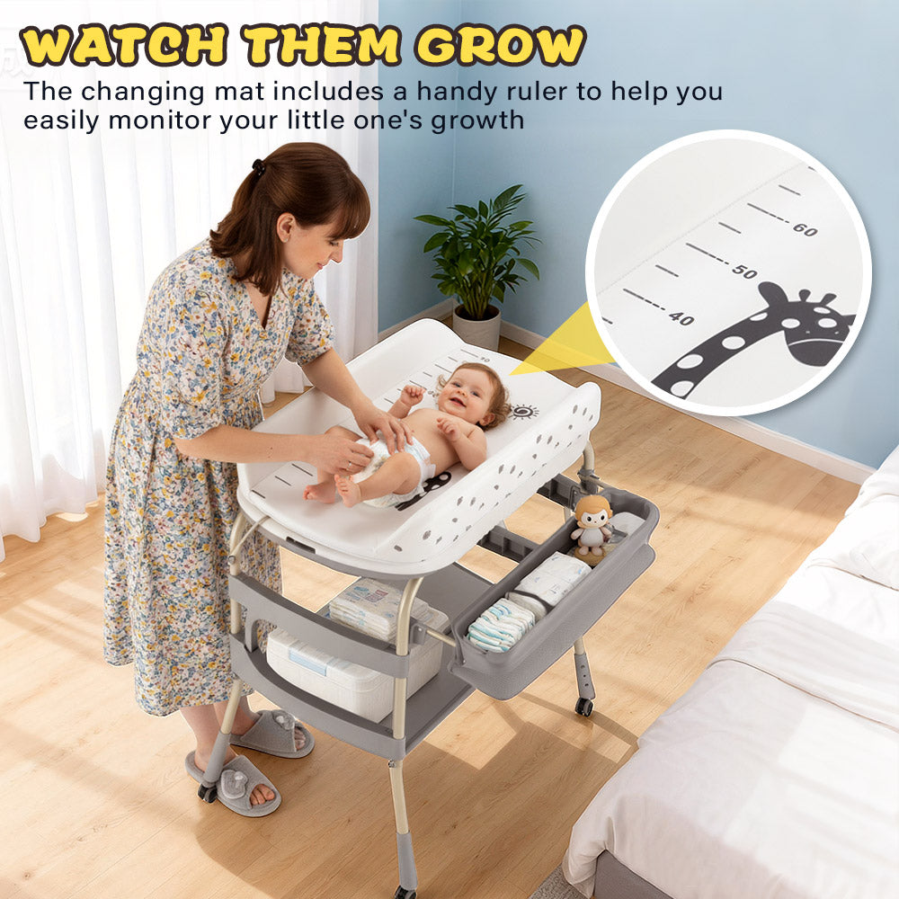 PlayPals Foldable Baby Bathtub with Changing Table w/ Wheels Diaper Change - Sunyee