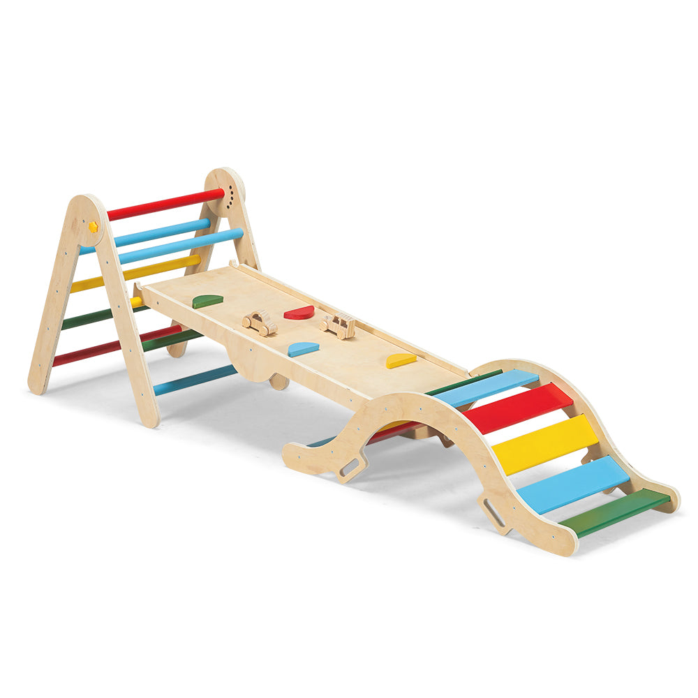 PlayPals 6-In-1 Pikler Triangle Set Wooden Montessori Climbing for Toddlers - Sunyee
