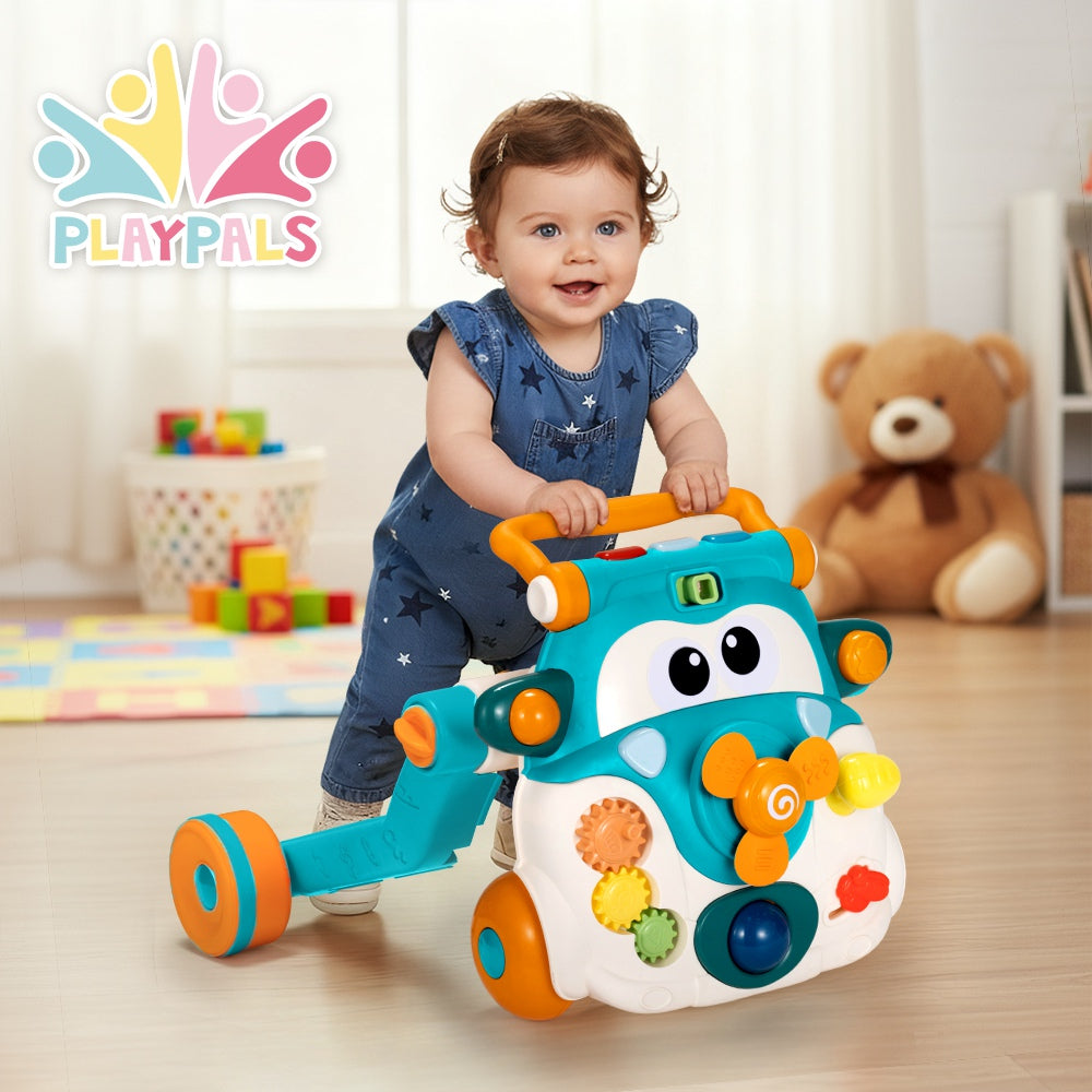 PlayPals 3-in-1 Baby Walker Cycle Scooter w/ Music 90° Rotating Head - Sunyee