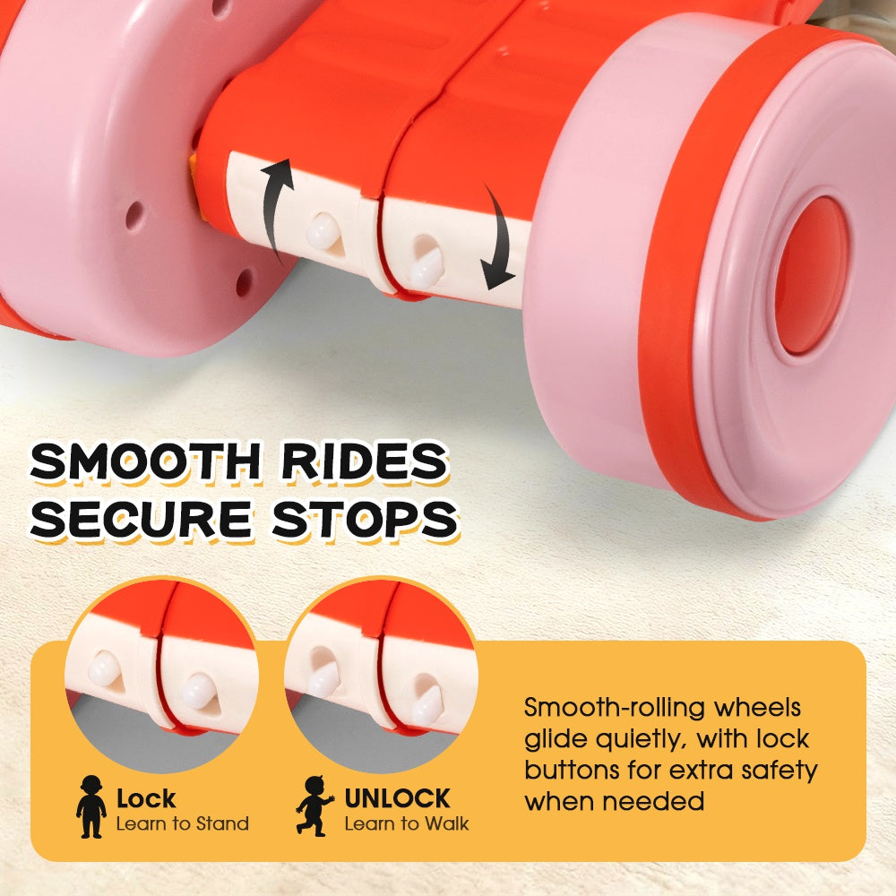 PlayPals 3-in-1 Baby Walker Cycle Scooter w/ Music 90° Rotating Head - Sunyee