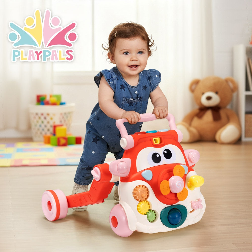 PlayPals 3-in-1 Baby Walker Cycle Scooter w/ Music 90° Rotating Head - Sunyee