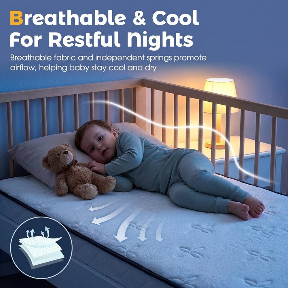 PlayPals 10CM Pocket Spring Cot Mattress Plush Foam Medium Firm for Children - Sunyee