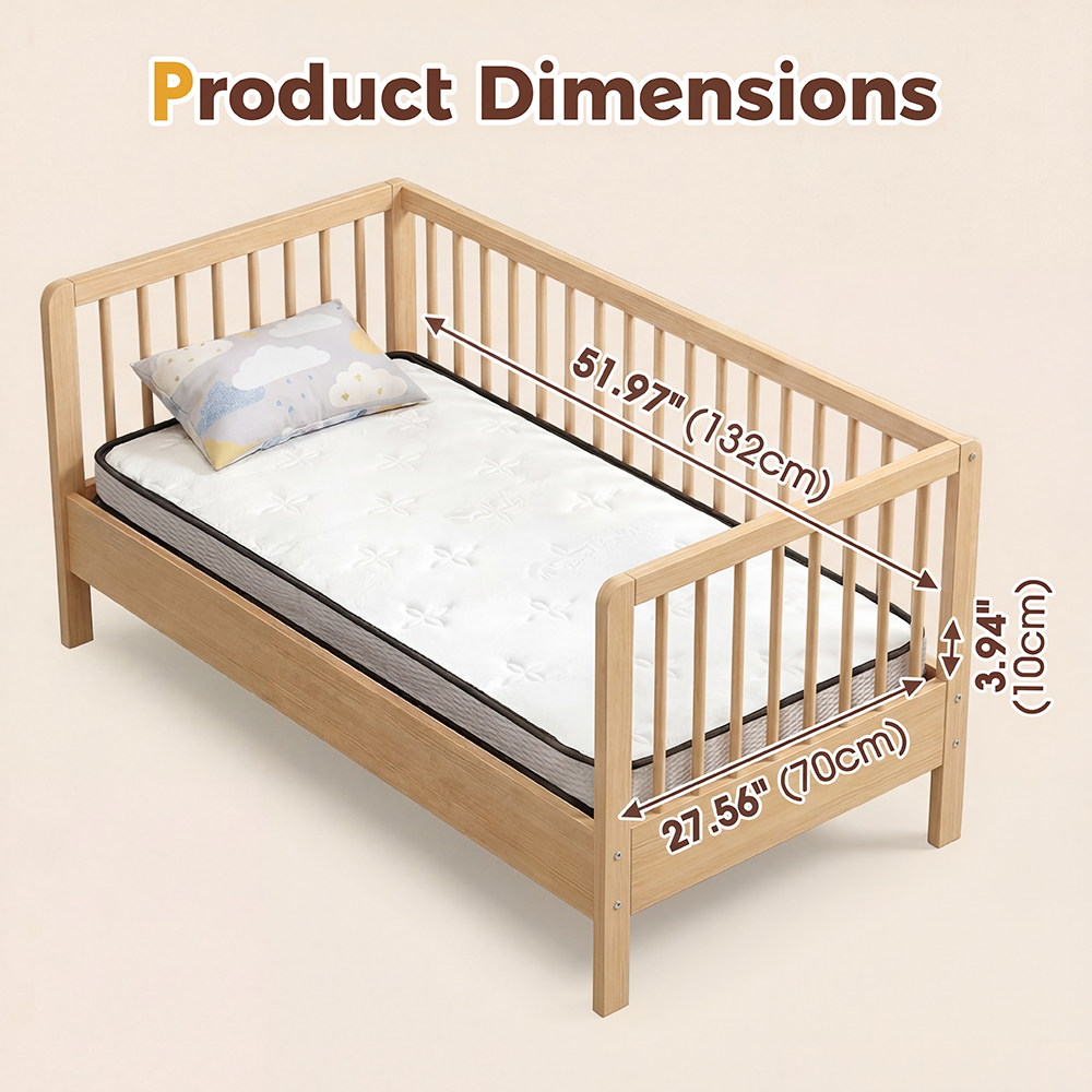 PlayPals 10CM Pocket Spring Cot Mattress Plush Foam Medium Firm for Children - Sunyee