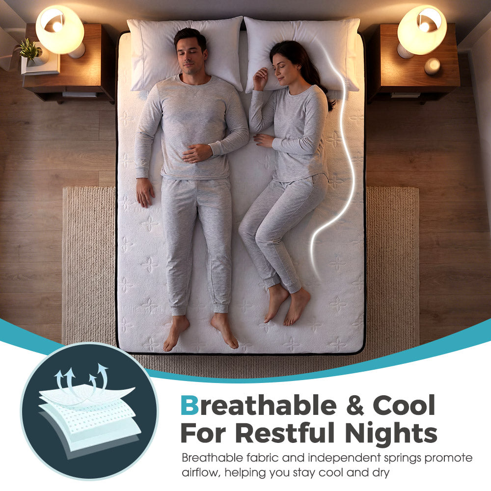 PlayPals 17CM Pocket Spring Mattress Plush Foam Medium Firm for Double - Sunyee