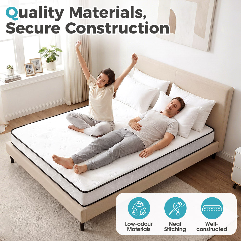 PlayPals 17CM Pocket Spring Mattress Plush Foam Medium Firm for Double - Sunyee