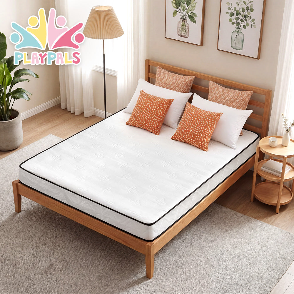 PlayPals 17CM Pocket Spring Mattress Plush Foam Medium Firm for Double - Sunyee