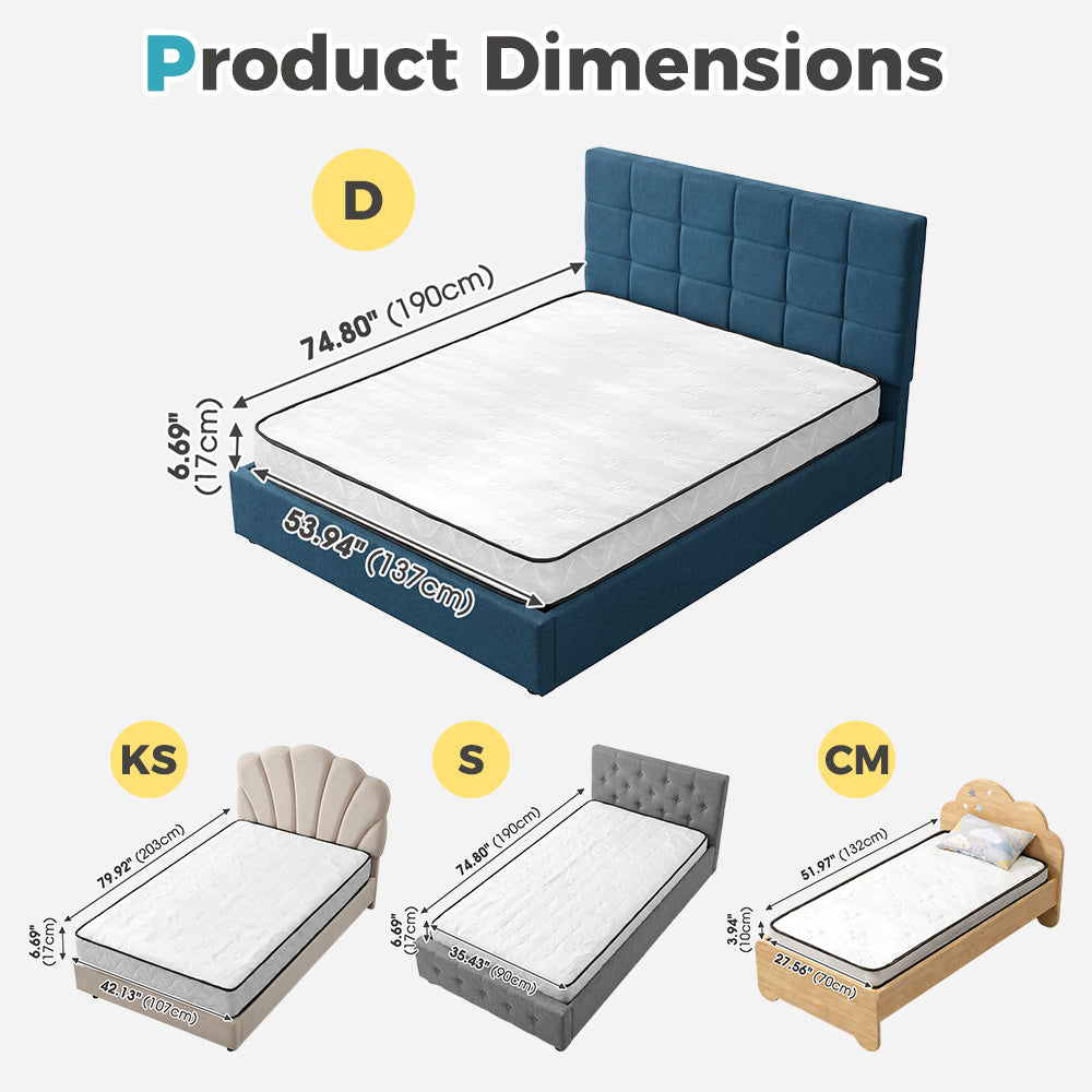 PlayPals Pocket Spring Mattress Plush Foam Medium Firm for Children Adults - Sunyee