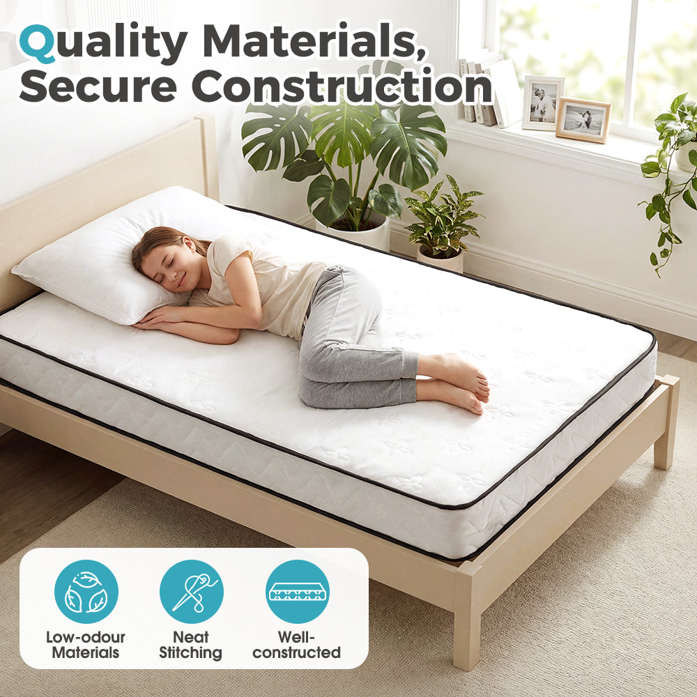 PlayPals 17CM Pocket Spring Mattress Plush Foam Medium Firm for Single - Sunyee