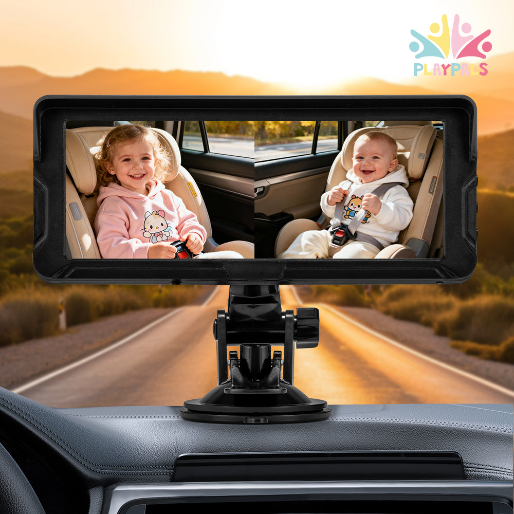 PlayPals Baby Car Camera Monitor 7" HD 1080P 2-Baby 360° Rotation Night Vision - Sunyee