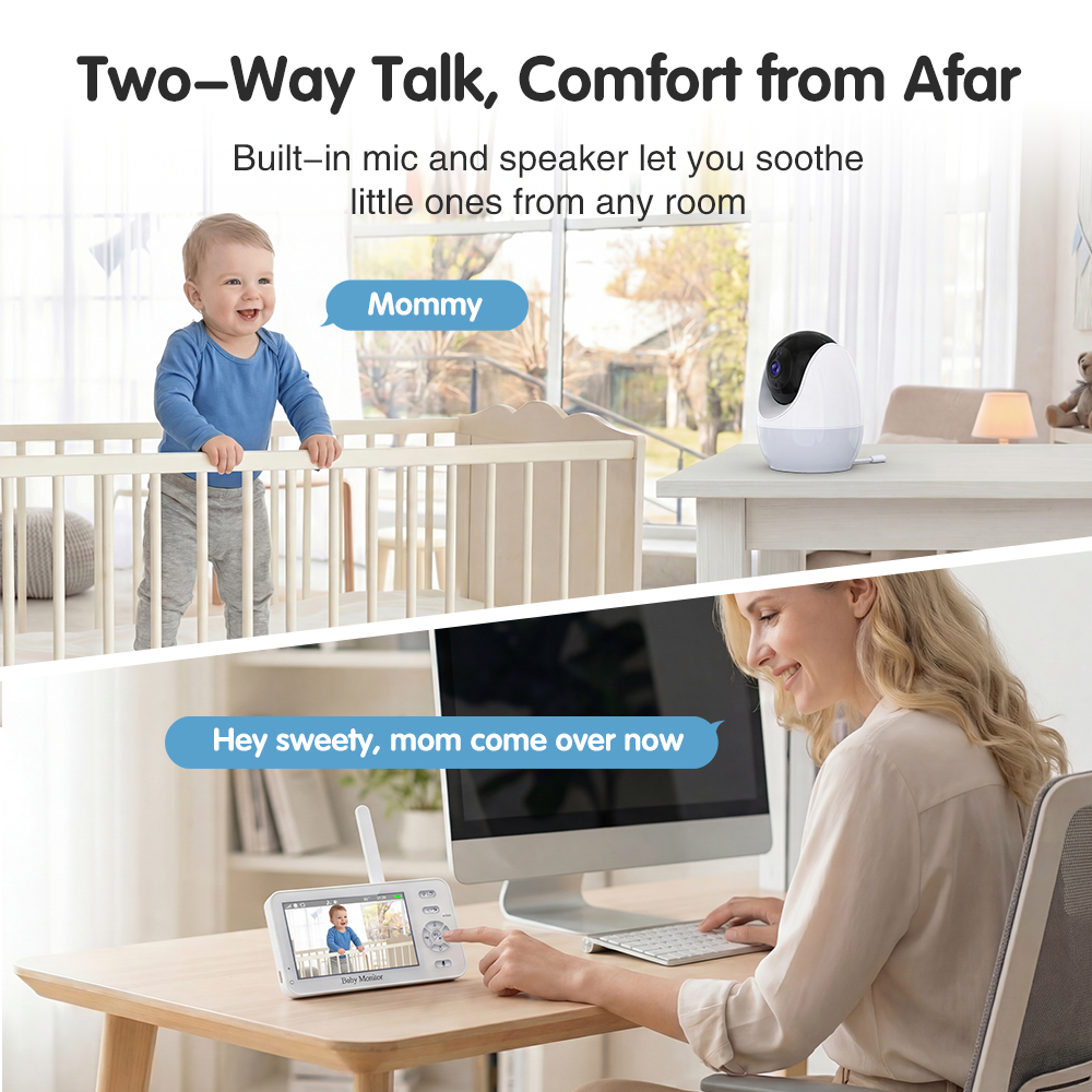 PlayPals 4.3'' Baby Monitor 1080P VOX Night Vision Mobile APP & Wireless Monitor - Sunyee