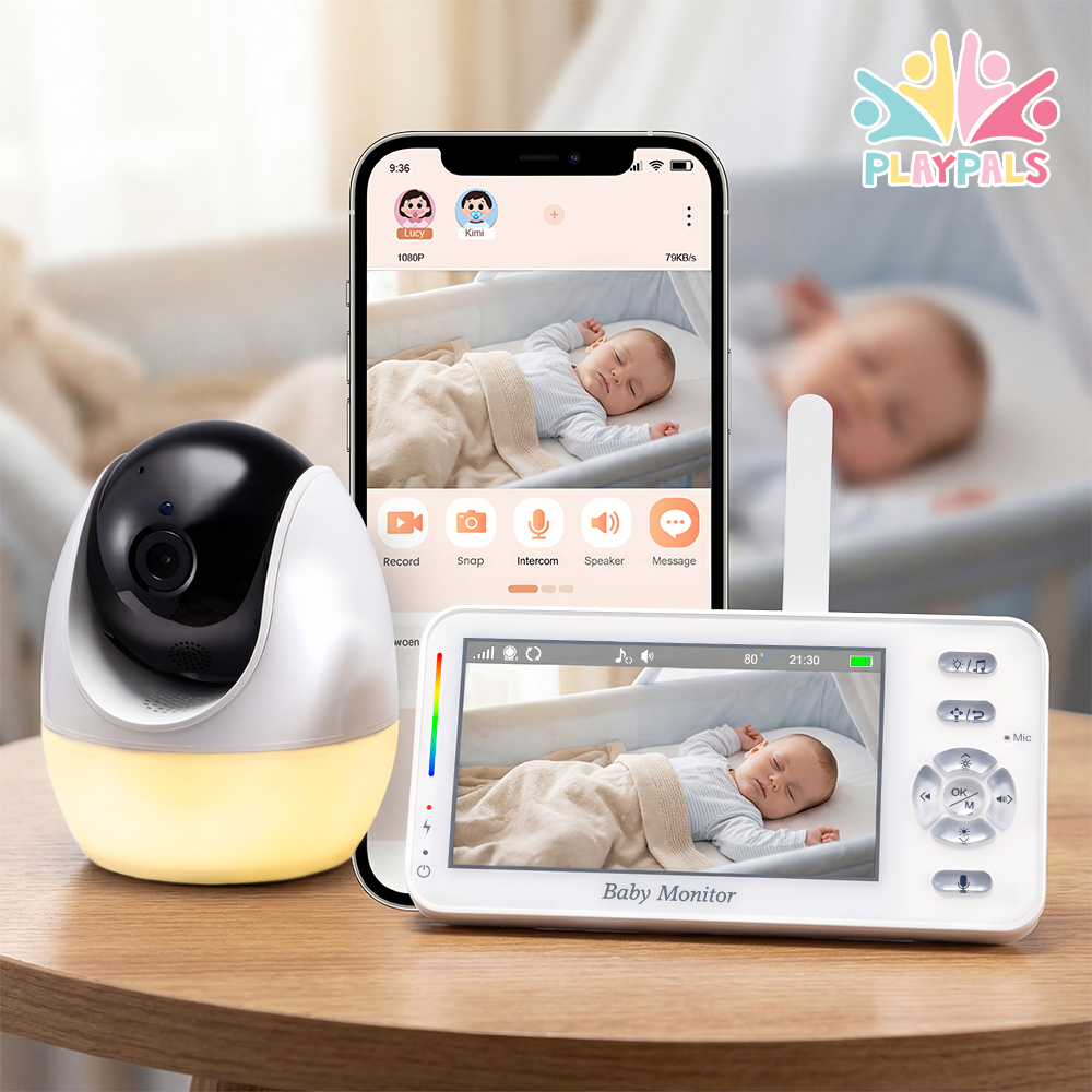 PlayPals 4.3'' Baby Monitor 1080P VOX Night Vision Mobile APP & Wireless Monitor - Sunyee
