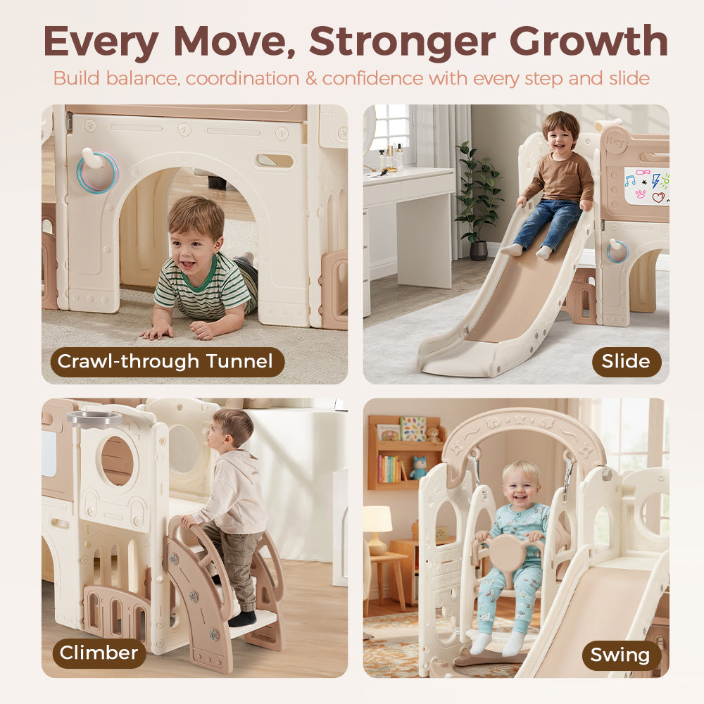 PlayPals 10-in-1 Toddler Swing Slide Set Sport & Art Indoor Outdoor Playground - Sunyee