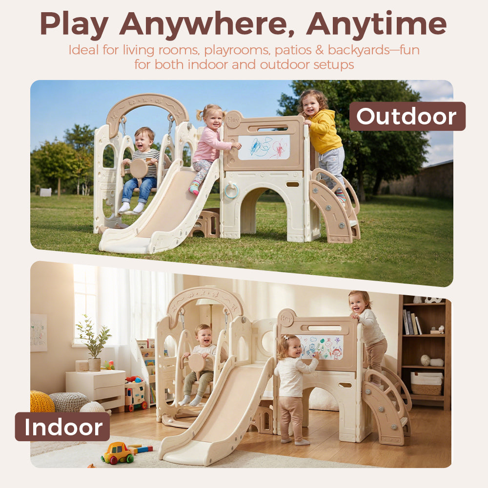 PlayPals 10-in-1 Toddler Swing Slide Set Sport & Art Indoor Outdoor Playground - Sunyee