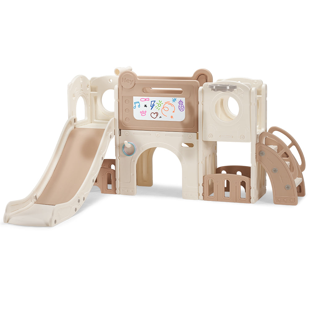 PlayPals 9-in-1 Toddler Slide Set w/ Crawl Tunnel Indoor Outdoor Playground - Sunyee