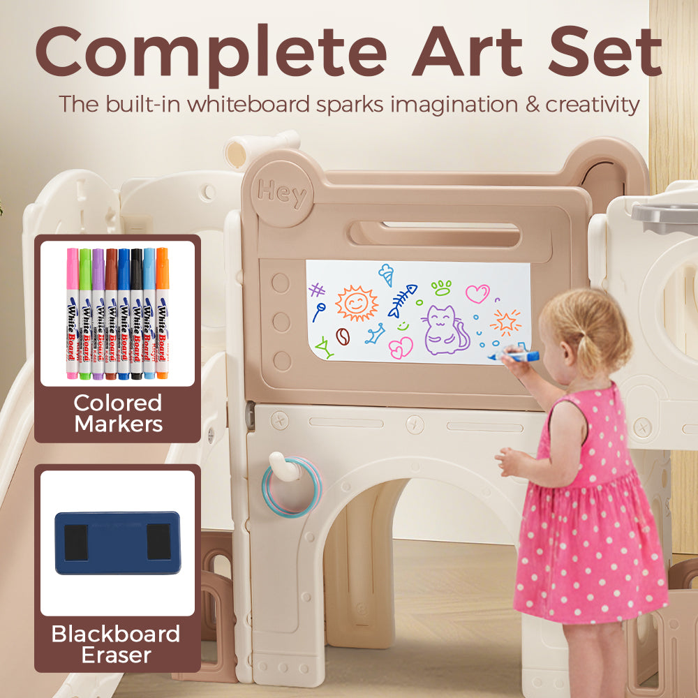 PlayPals 9-in-1 Toddler Slide Set w/ Crawl Tunnel Indoor Outdoor Playground - Sunyee