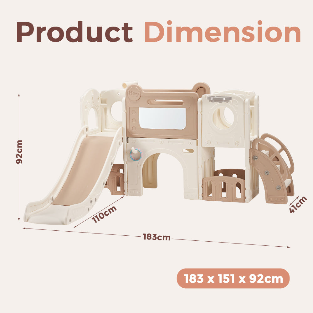 PlayPals 9-in-1 Toddler Slide Set w/ Crawl Tunnel Indoor Outdoor Playground - Sunyee
