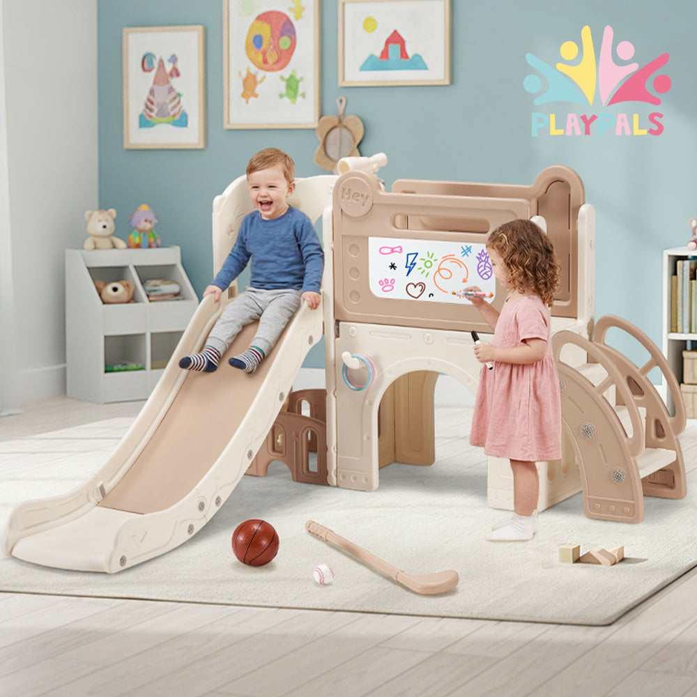 PlayPals 9-in-1 Toddler Slide Set Sport & Art Set Indoor Outdoor Playground - Sunyee