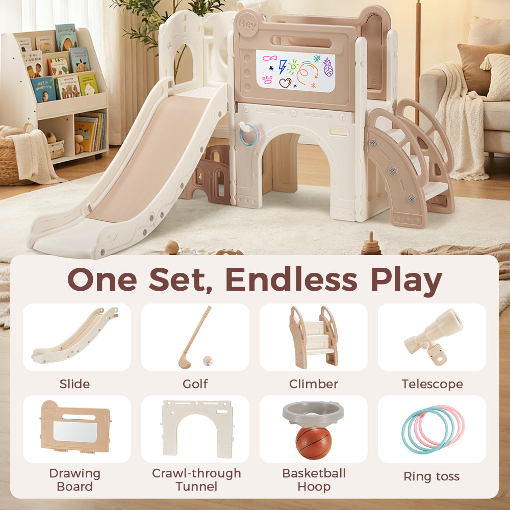 PlayPals 9-in-1 Toddler Slide Set Sport & Art Set Indoor Outdoor Playground - Sunyee