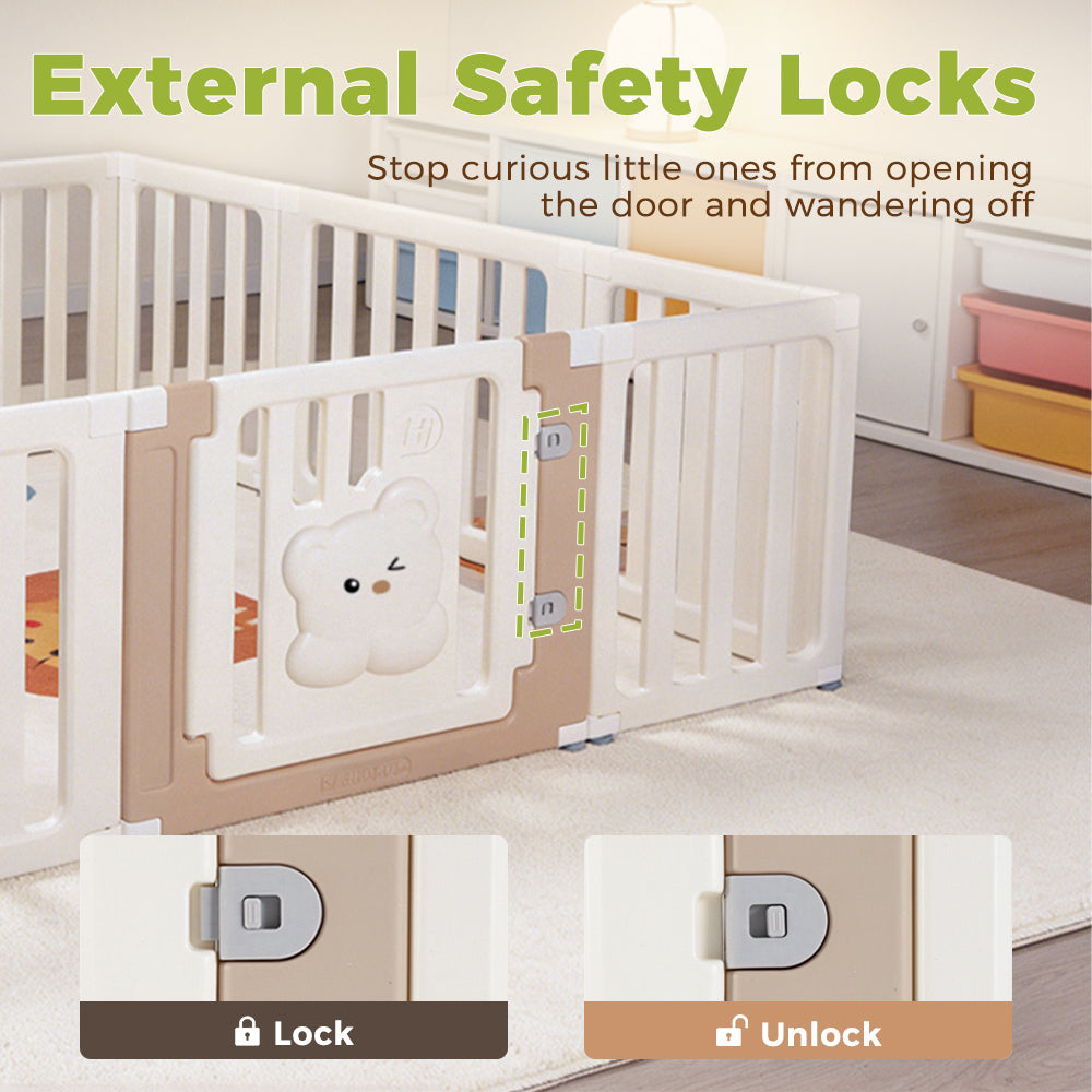 Playpals Kids Playpen 10 Panels Baby Safety Gate with Drawing Whiteboard - Sunyee