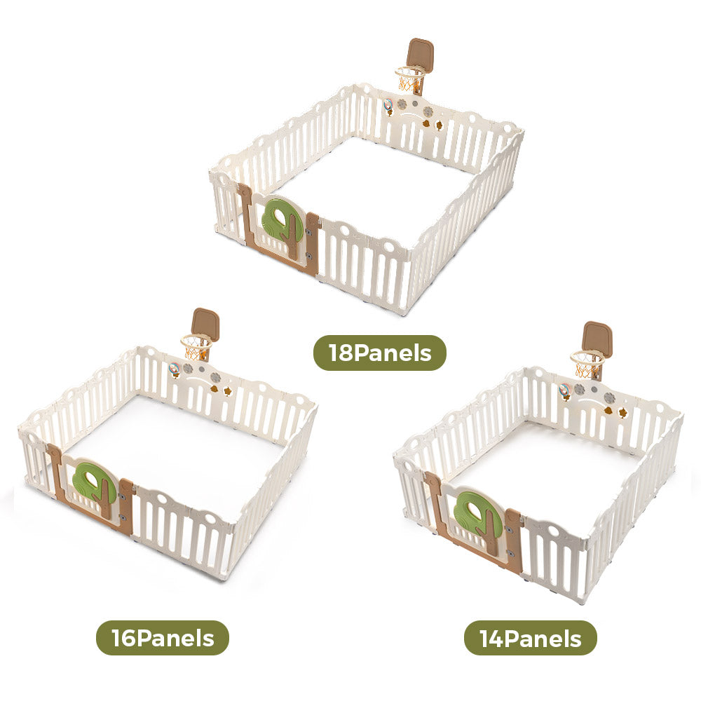 Playpals Kids Playpen Foldable Baby Safety Gate with Shoot Hoops Ring Toss