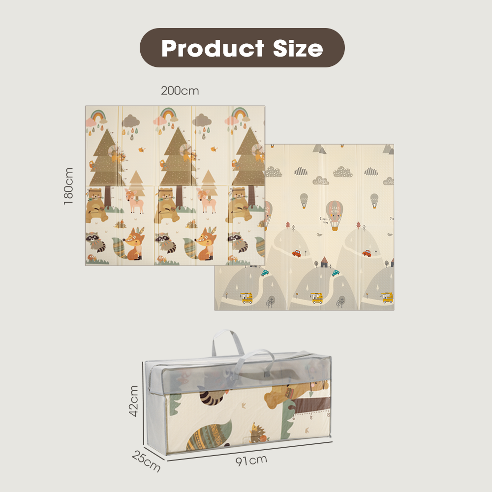 Playpals Kids Play Mat 2CM Thick Baby Crawling Foldable Pad XPE Foam Non-slip Forest - Sunyee