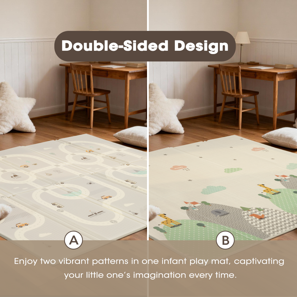 Playpals Kids Play Mat 2CM Thick Baby Crawling Foldable Pad XPE Foam Non-slip Road - Sunyee