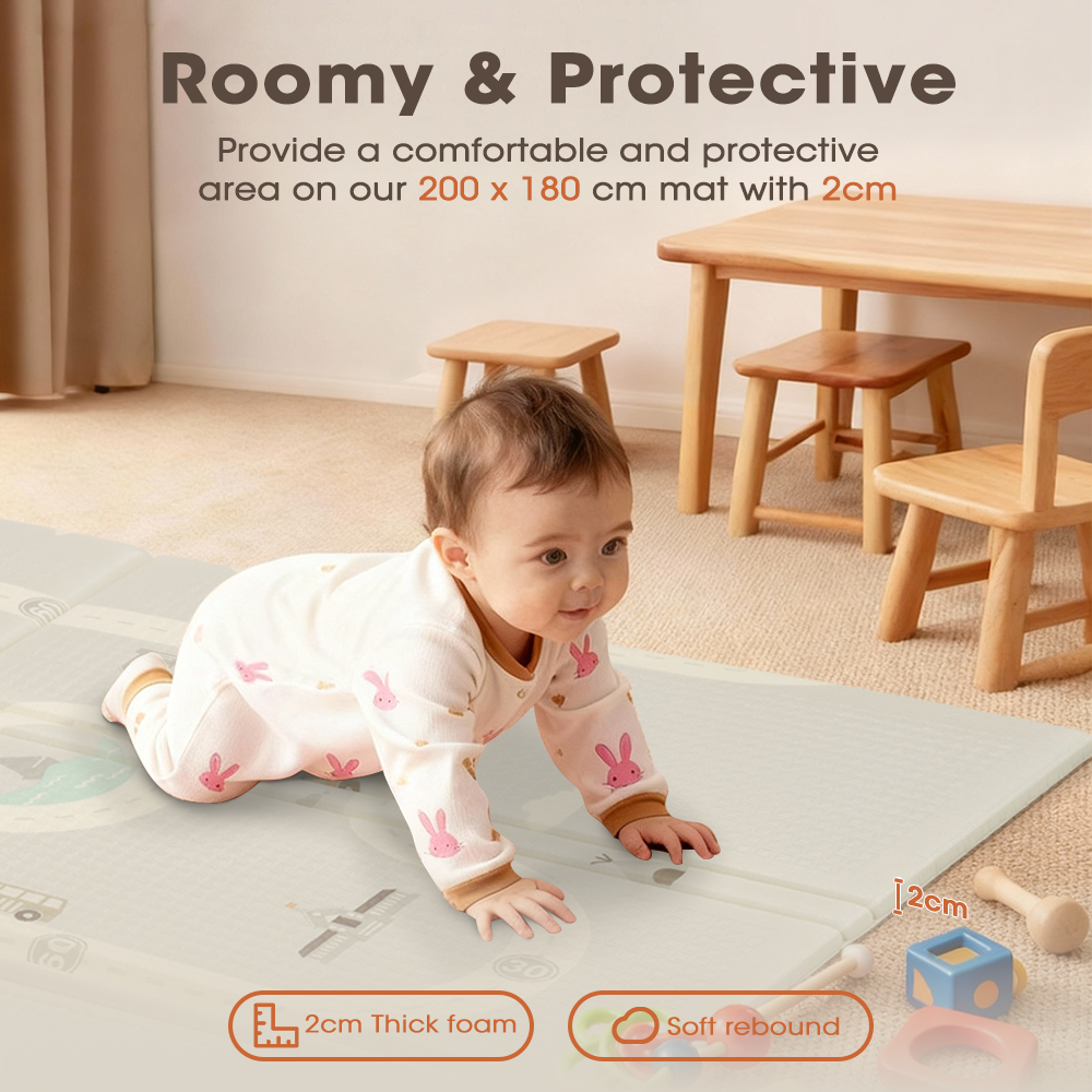 Playpals Kids Play Mat 2CM Thick Baby Crawling Foldable Pad XPE Foam Non-slip Road - Sunyee