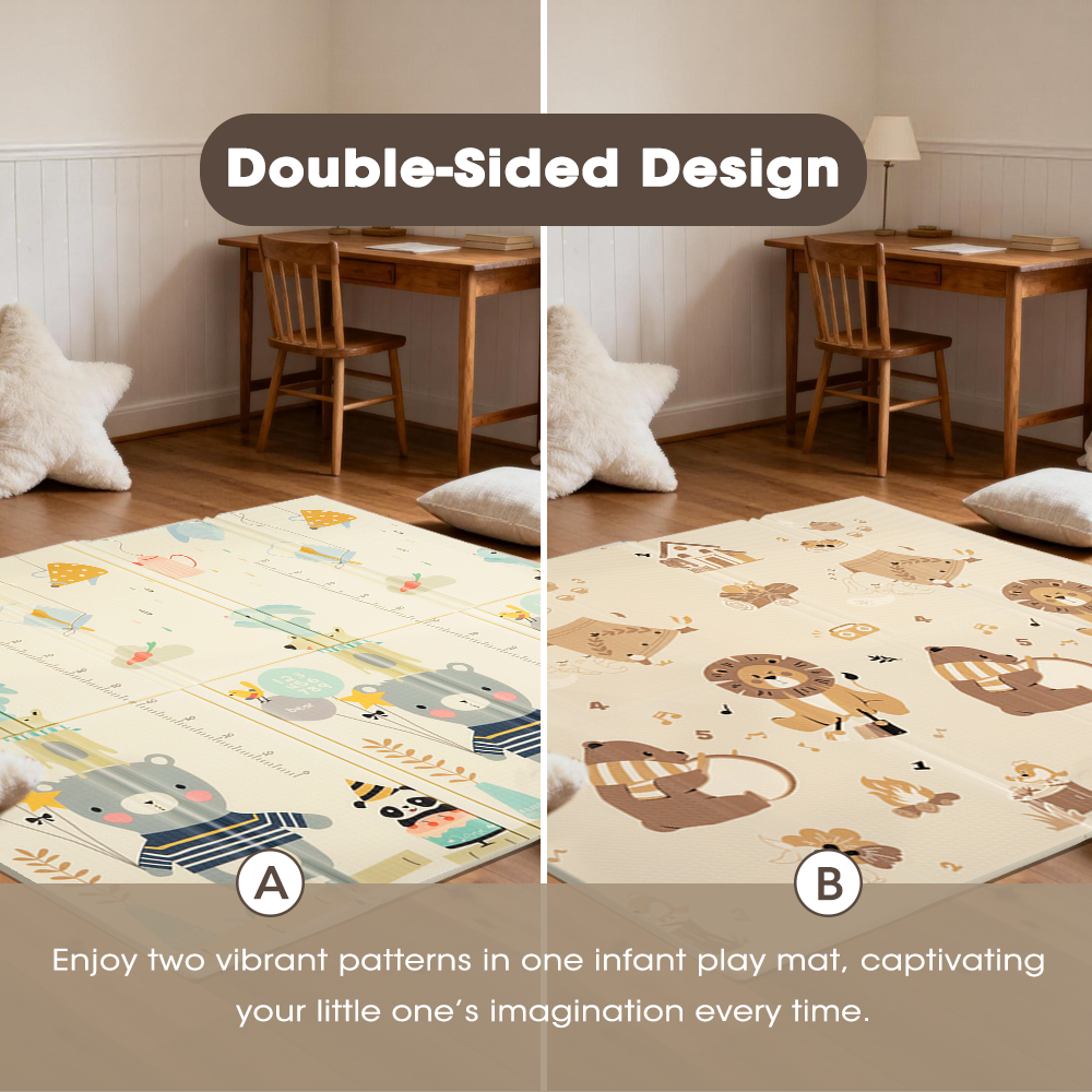Playpals Kids Play Mat 2CM Thick Baby Crawling Foldable Pad XPE Foam Non-slip Bear - Sunyee