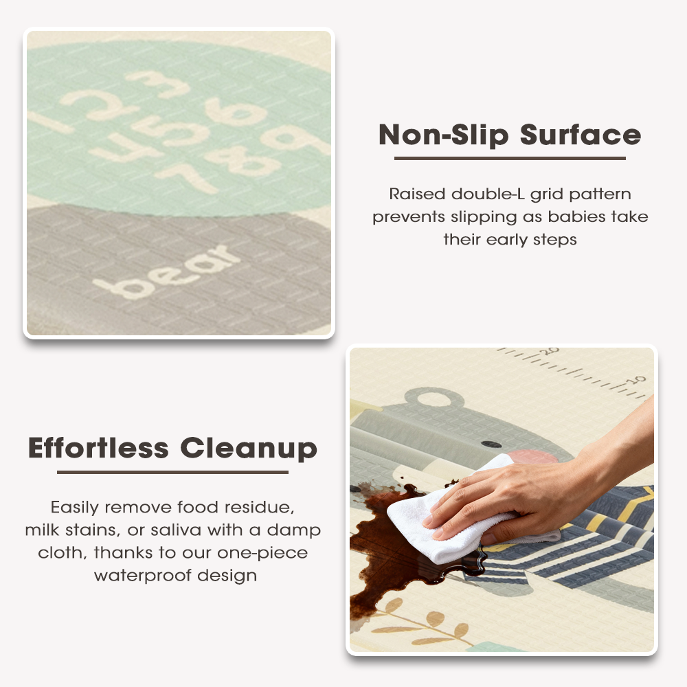 Playpals Kids Play Mat 2CM Thick Baby Crawling Foldable Pad XPE Foam Non-slip Bear - Sunyee