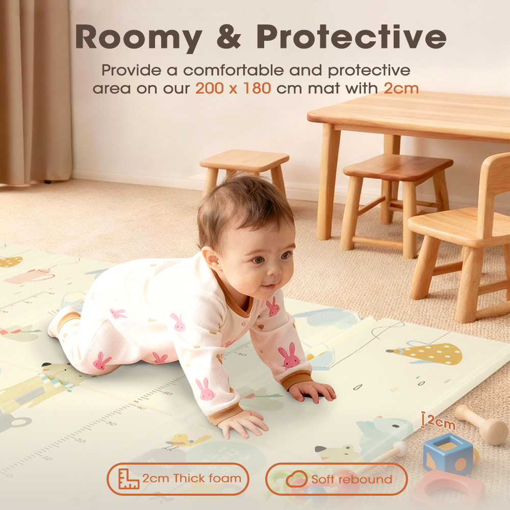 Playpals Kids Play Mat 2CM Thick Baby Crawling Foldable Pad XPE Foam Non-slip Bear - Sunyee