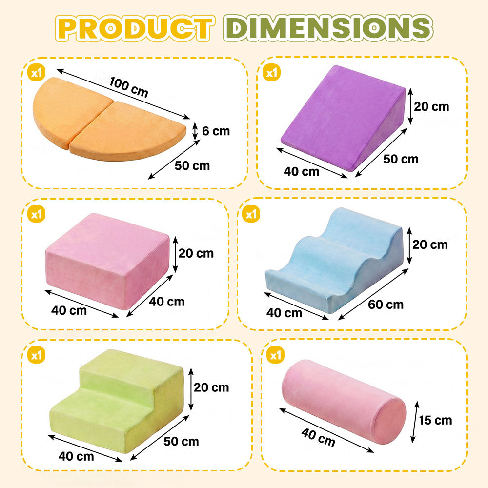 Playpals 7 PCS Kids Foam Climbing Blocks Set Soft Toddler Climbing Toys Indoor