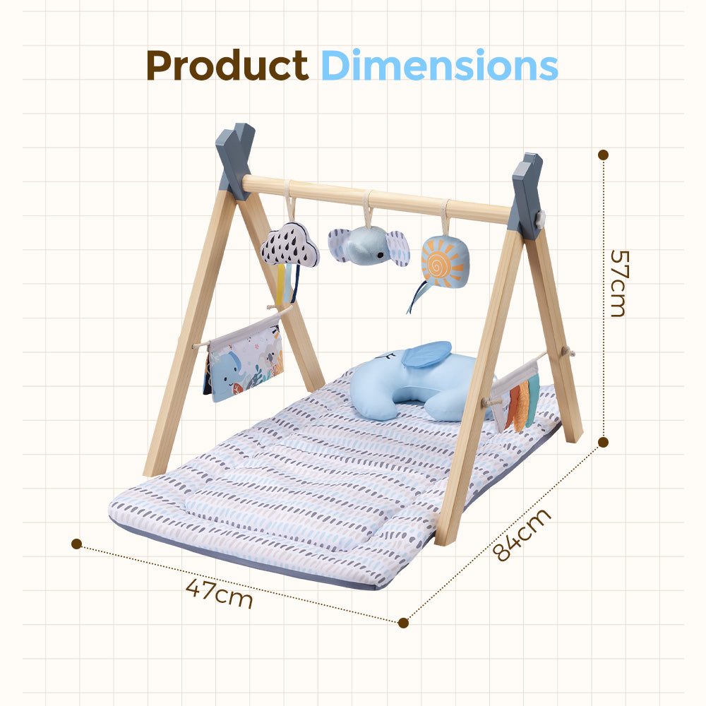 PlayPals Wooden Baby Gym Tummy Time Activity Mat with Play Piano for Newborns - Sunyee