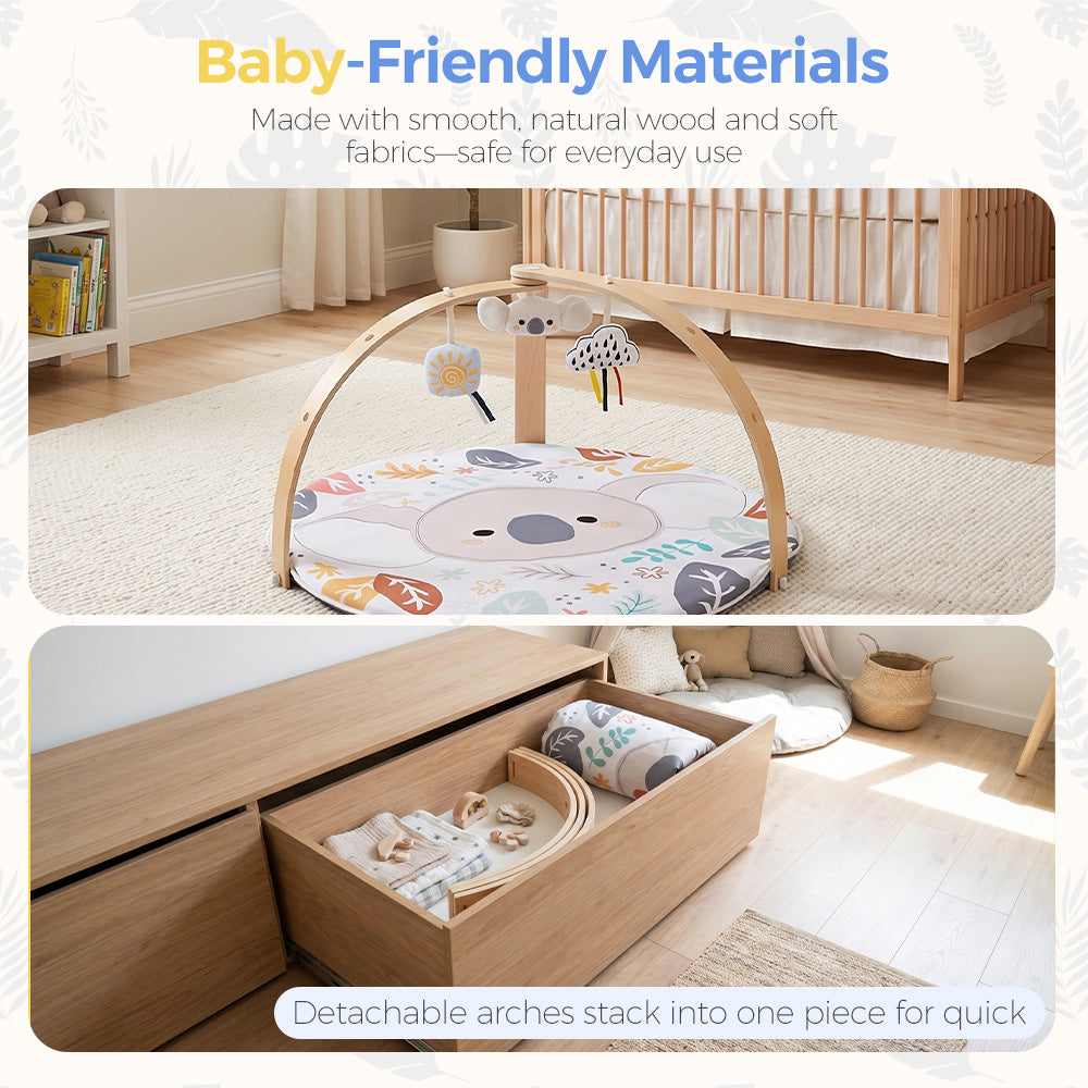 PlayPals Baby Gym Tummy Time Activity Mat with 3 Detachable Toys & Play Piano