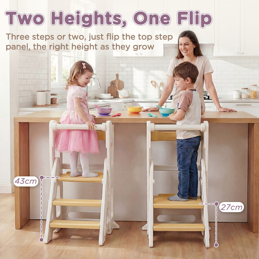 PlayPals Foldable Toddler Tower Adjustable Height Kitchen Step Stool - Sunyee