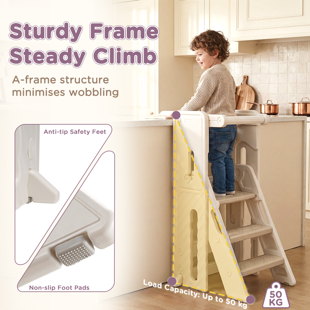 PlayPals Foldable Toddler Tower Adjustable Height Kitchen Step Stool - Sunyee