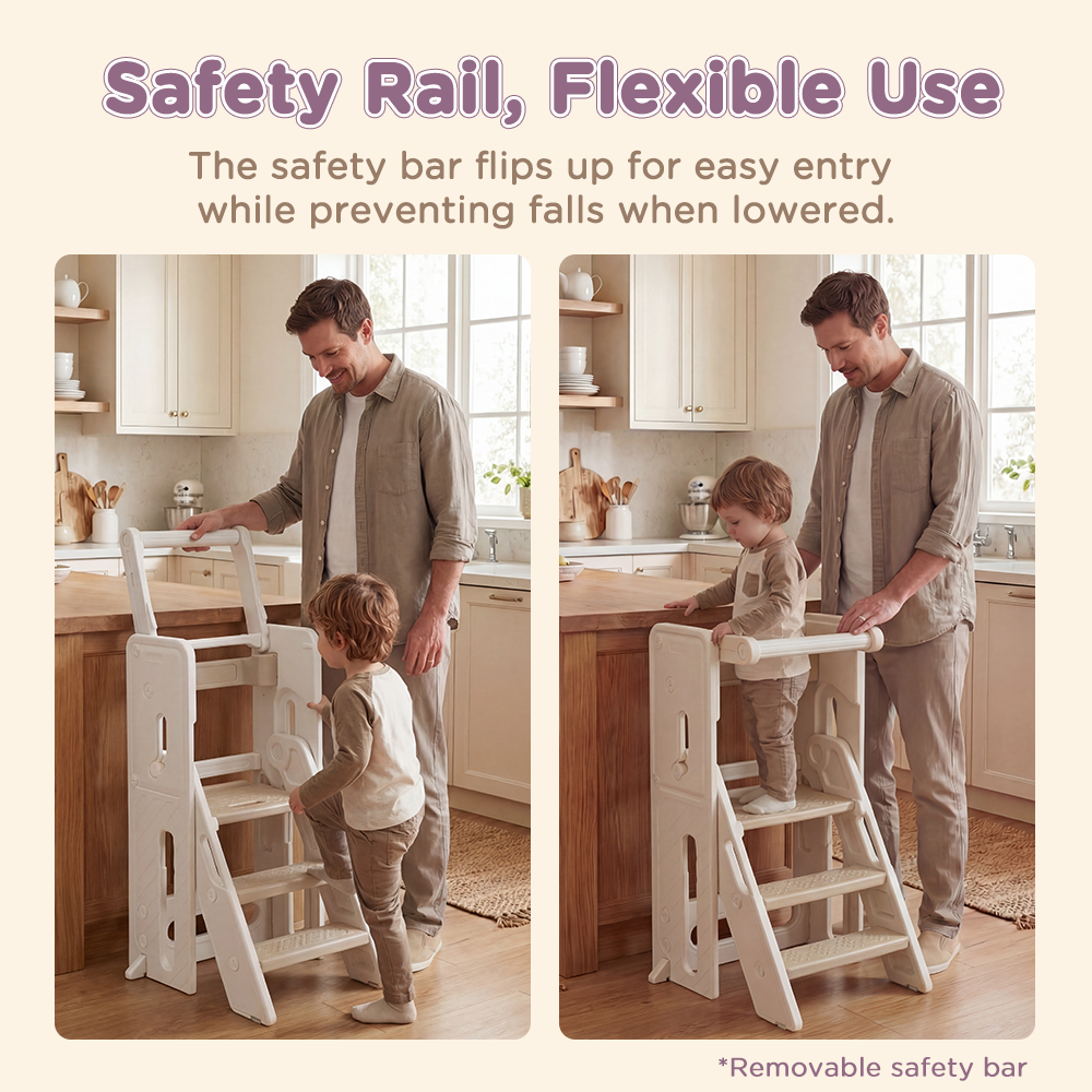 PlayPals Foldable Toddler Tower Adjustable Height Kitchen Step Stool - Sunyee