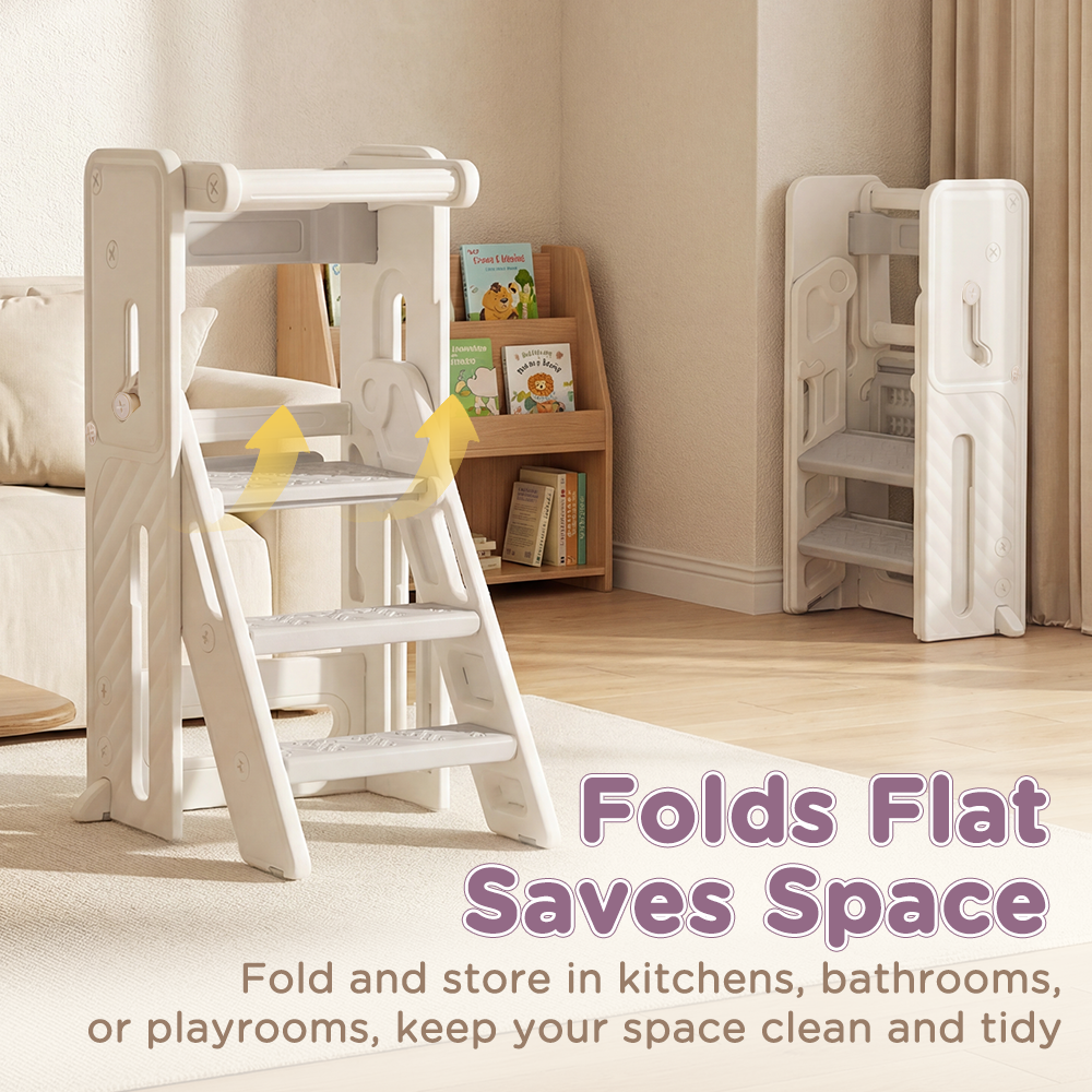 PlayPals Foldable Toddler Tower Adjustable Height Kitchen Step Stool - Sunyee