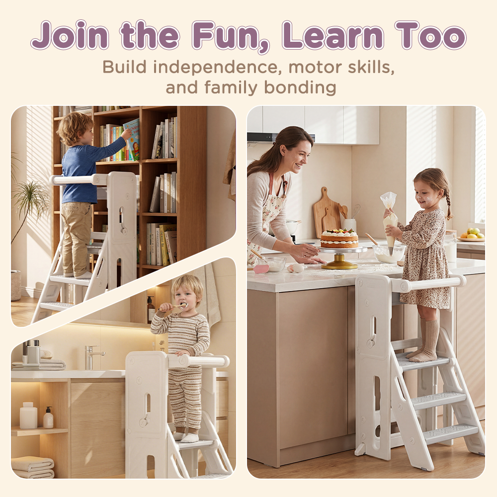 PlayPals Foldable Toddler Tower Adjustable Height Kitchen Step Stool - Sunyee