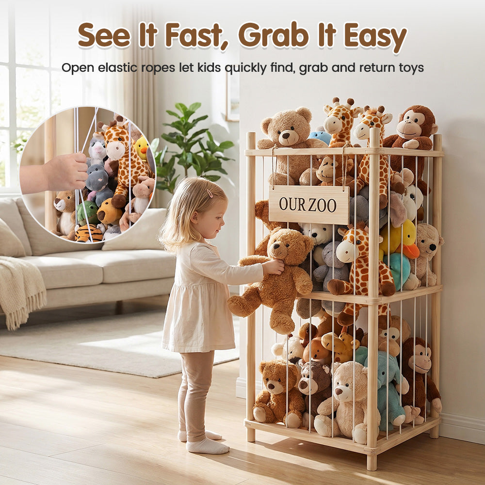 PlayPals 2Pcs 2-Tier Soft Toy Storage 30+ Capacity Stuffed Animal storage