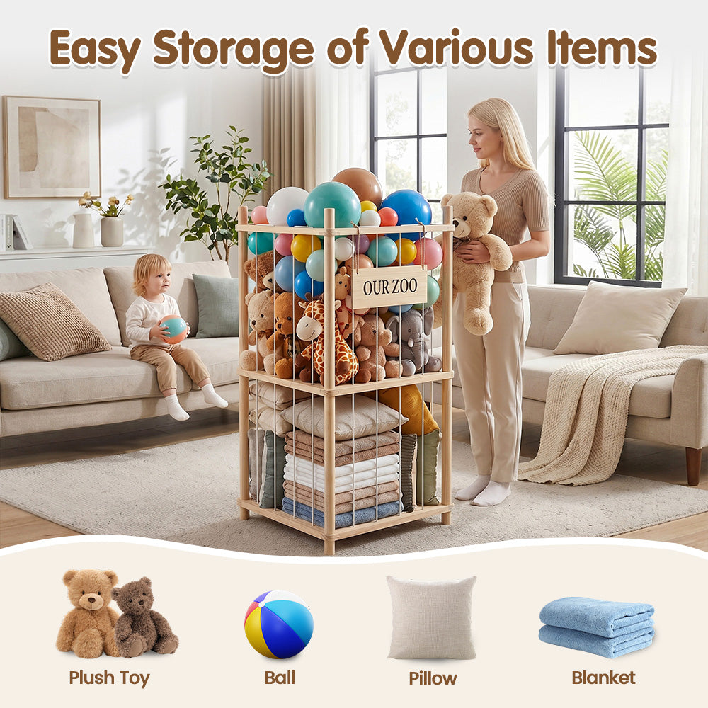 PlayPals 2Pcs 2-Tier Soft Toy Storage 30+ Capacity Stuffed Animal storage