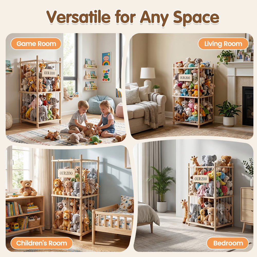 PlayPals 2Pcs 2-Tier Soft Toy Storage 30+ Capacity Stuffed Animal storage