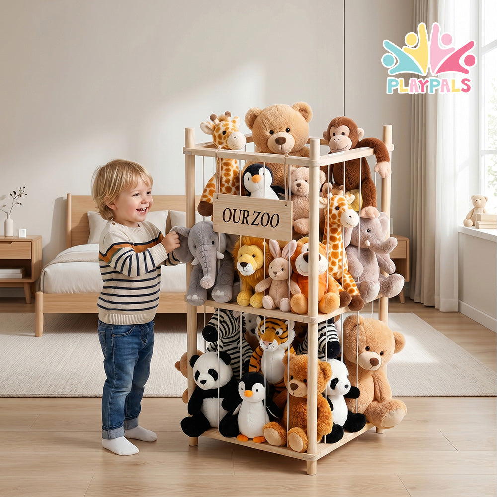 PlayPals 2Pcs 2-Tier Soft Toy Storage 30+ Capacity Stuffed Animal storage
