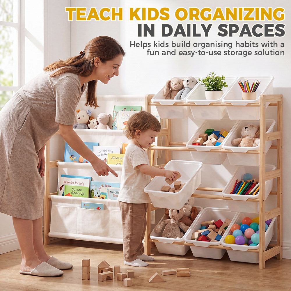 PlayPals Toy Storage Organizer with Storage Bins Toys Box White