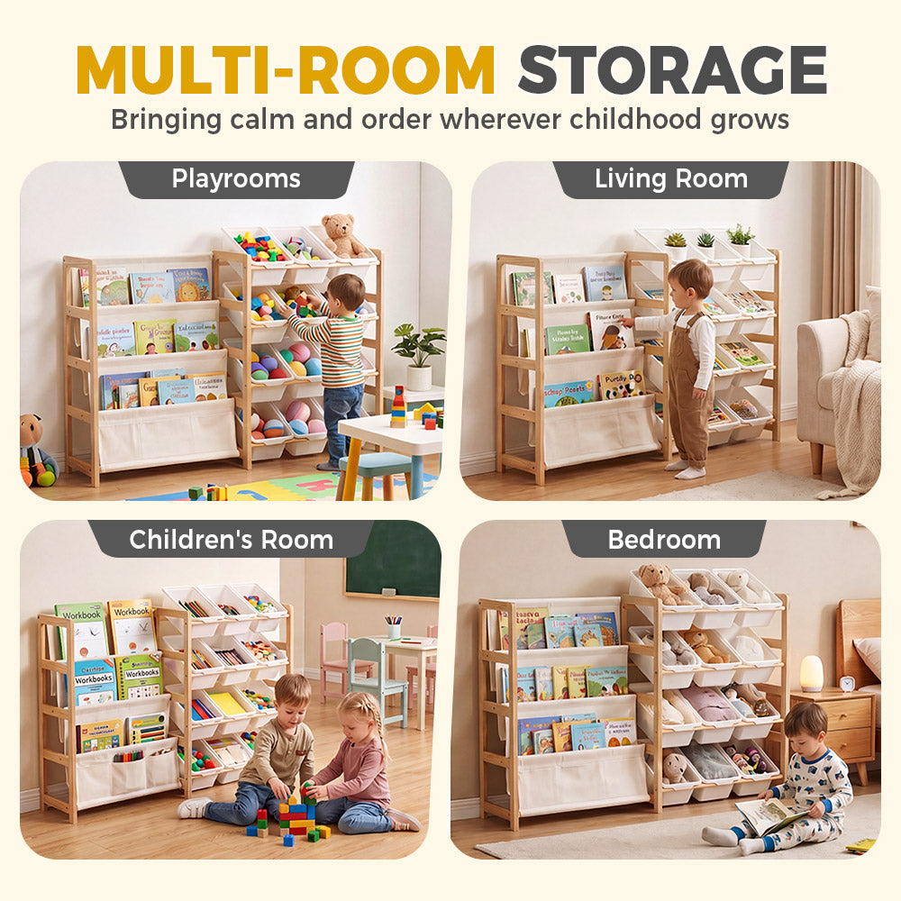 PlayPals Toy Storage Organizer with Storage Bins Toys Box White
