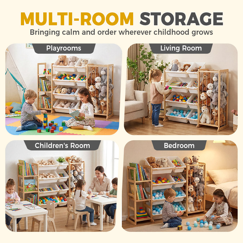 PlayPals Toy Storage Organizer with Shelves & Bins & Stuffed Animal Storage