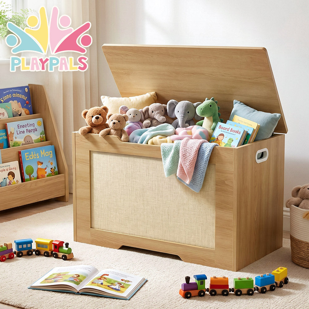 PlayPals 120L Kids Toy Box Storage Chest Particle Board Bench
