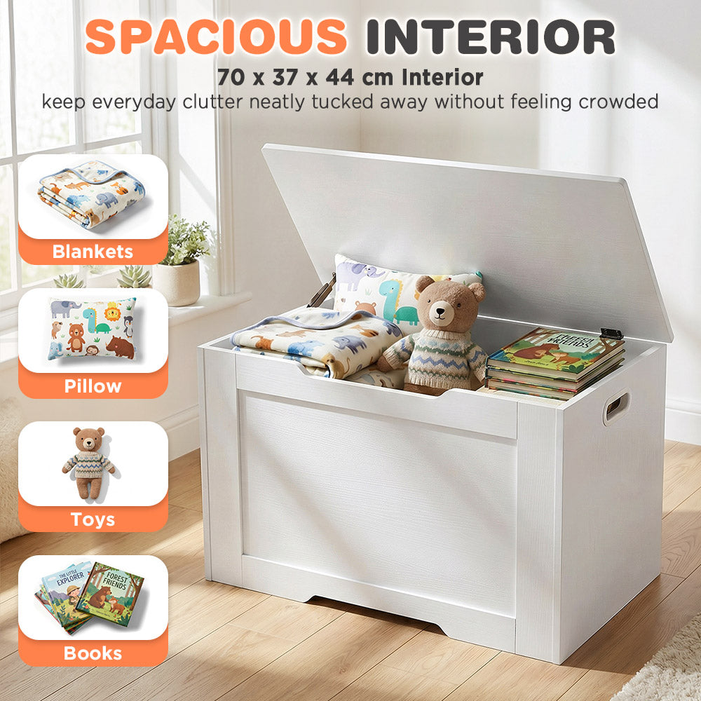 PlayPals 114L Kids Toy Box Storage Chest Particle Board Bench White