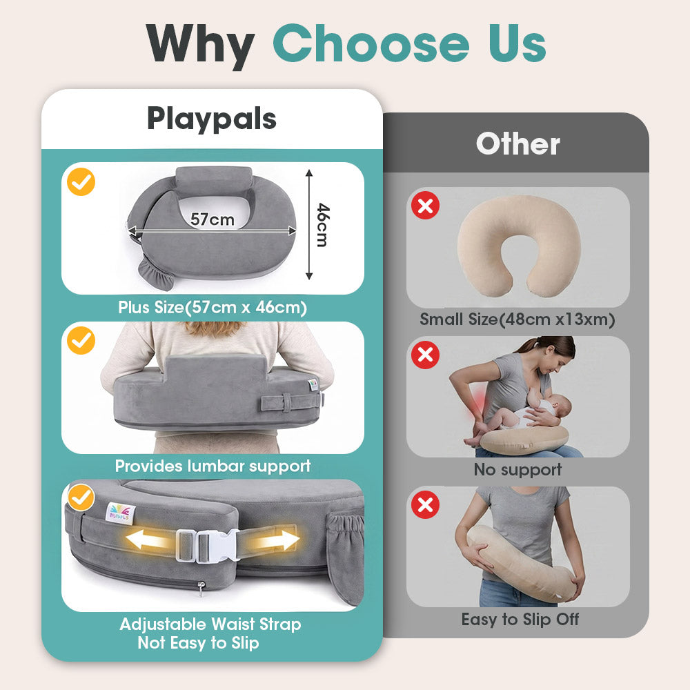 PlayPals Nursing Pillow for Breastfeeding Posture Support for Mom Baby