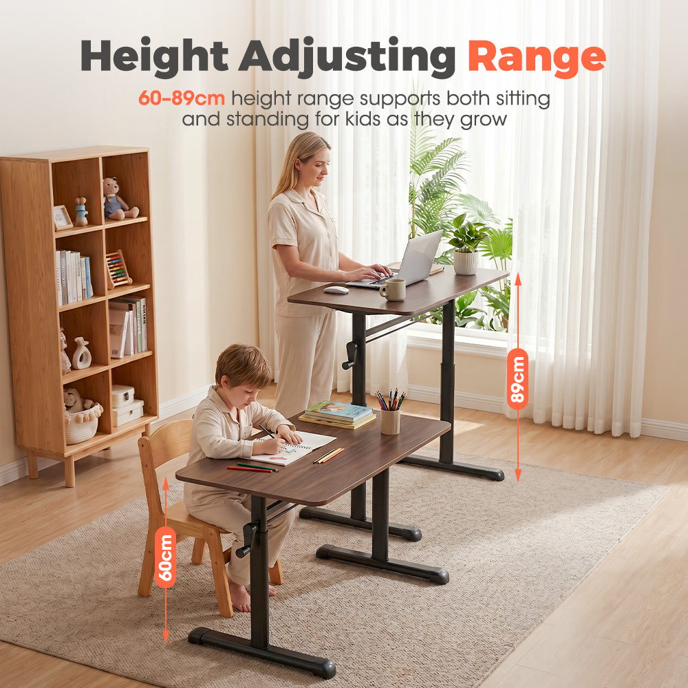 PlayPals Kids Desk Height Hand Adjustment Spacious Desktop 80/100/120x60cm